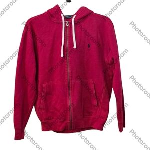 Y2K Polo Ralph Lauren Red Hoodie Men's size LT Pony Logo 2 Pocket Front Zipper